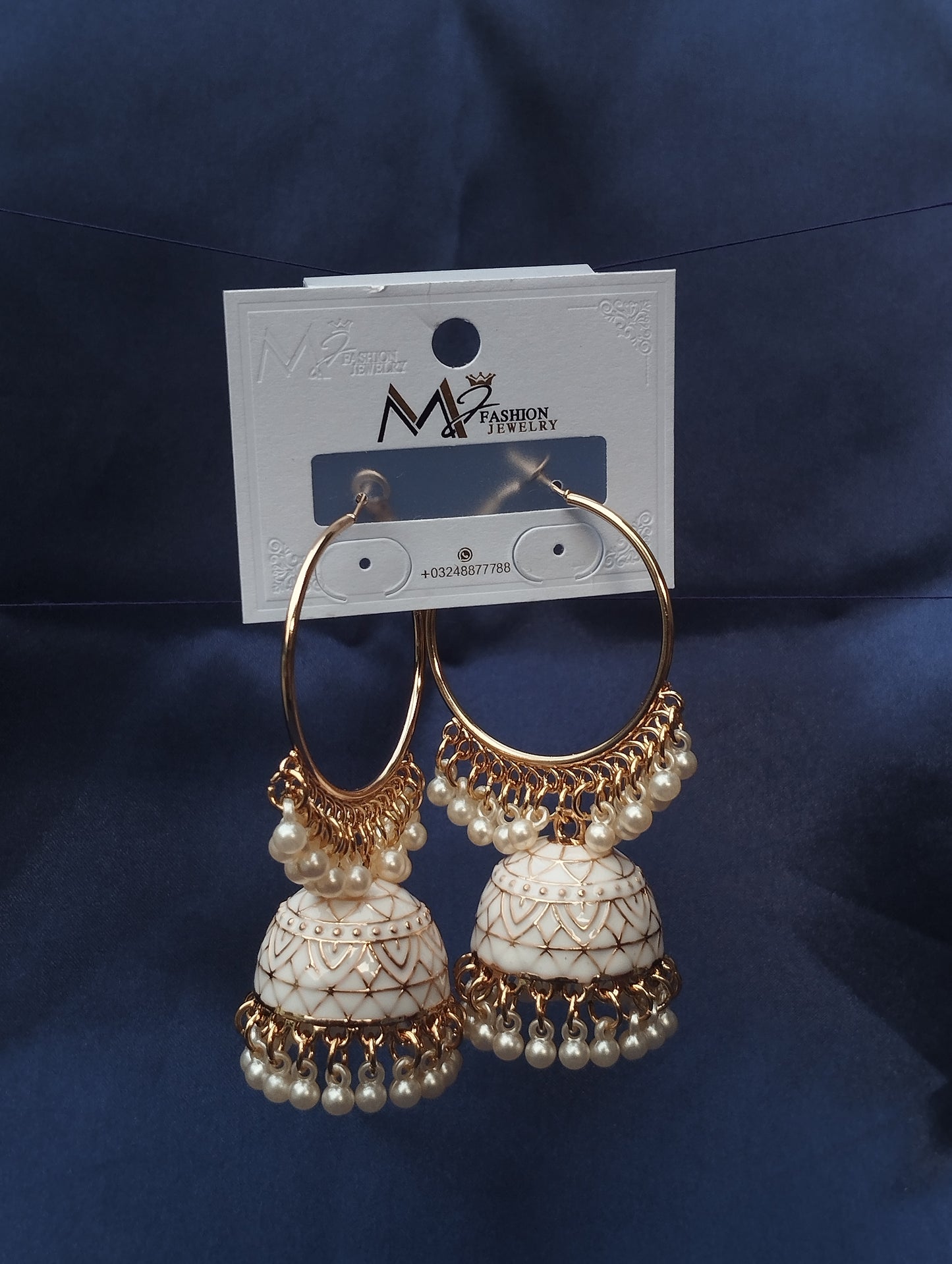 Elegant Meenakari Baali White Jhumkas - Traditional Indian Jewelry