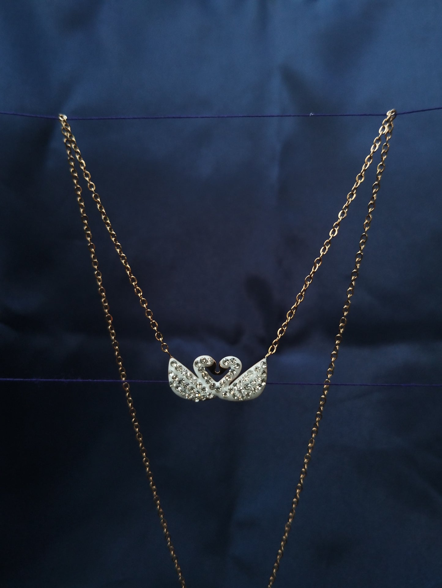 Elegant Gold color Chain with Crystal Swan Charm