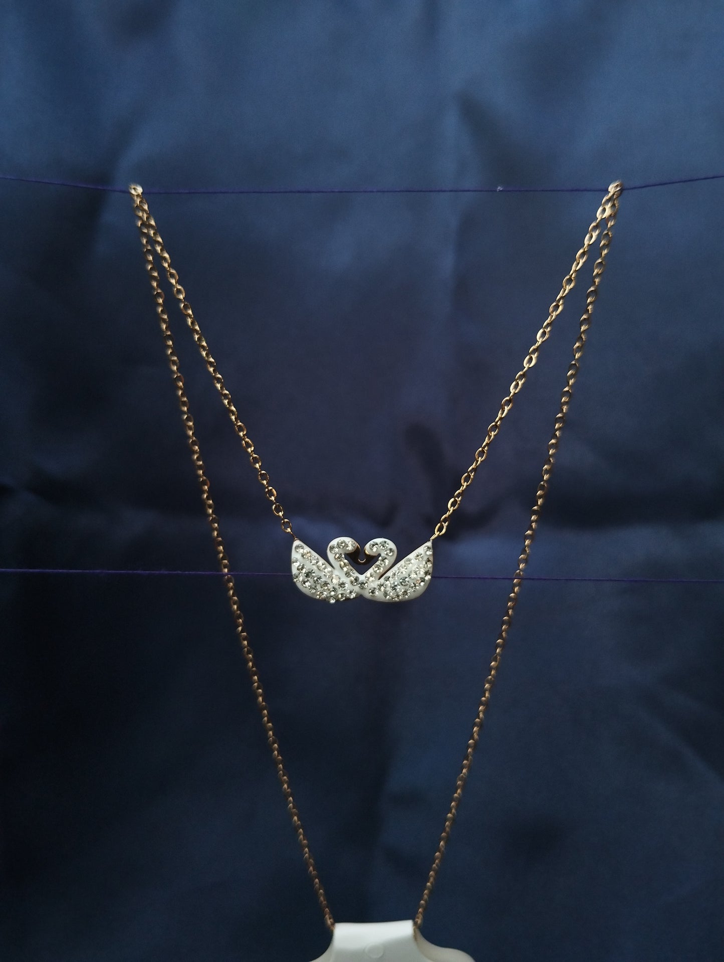 Elegant Gold color Chain with Crystal Swan Charm