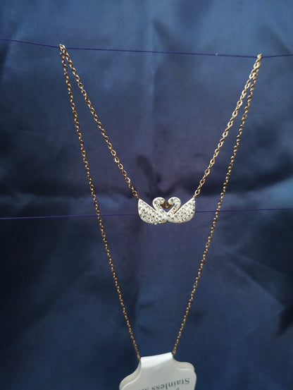 Elegant Gold color Chain with Crystal Swan Charm